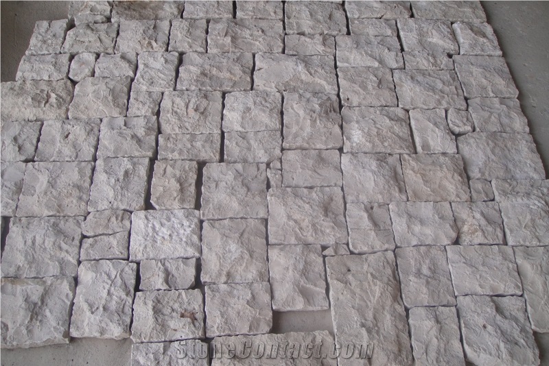 White Limestone Tumbled Loose Field Stone, Cultured Stone Stacked Wall Cladding