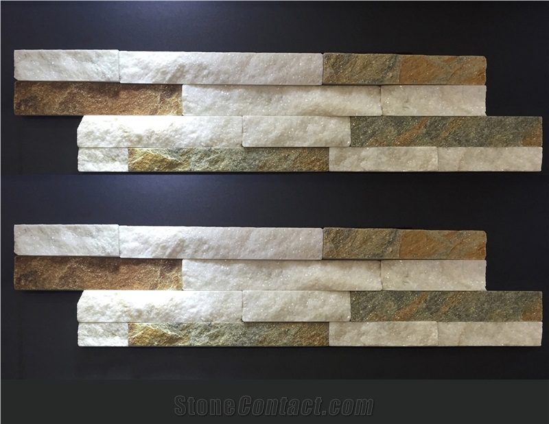 White Quartzite with Rusty Quartzite Mixed Cultured Stone