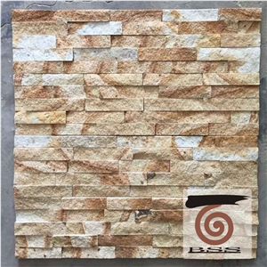 Yellow Beige Sandstone Wall Stone Cladding, Cultured Stone, Stone Veneer, Ledge Stone, Cultured Stone Veneer, Thin Ledger Stacked Stone Veneer