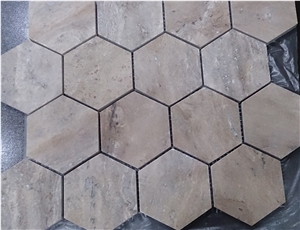 Hexagon Mix Travertine Honed and Filled