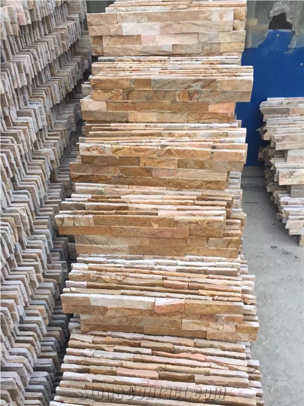 Cheap Yellow Cultural Stone Slate, Cultural Stone Slate, Yellow Wall Covering, Gold Cultured Stone