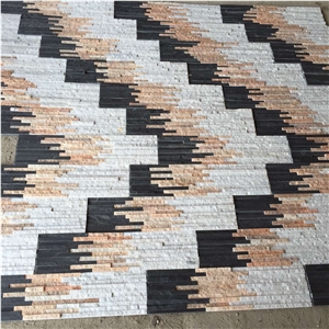 China Slate Culture Stone, Wall Cladding, Natural Slate Cultural Stone, Slate Cultural Stone, Black White and Yellow Water Wave Cultural Stone & Wall Cladding