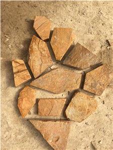 Gold Slate Paving, Irregular Paving Stone Slate, Gold Cultural Stone Paving, Slate Flagstone, Yellow Flagstone Slate