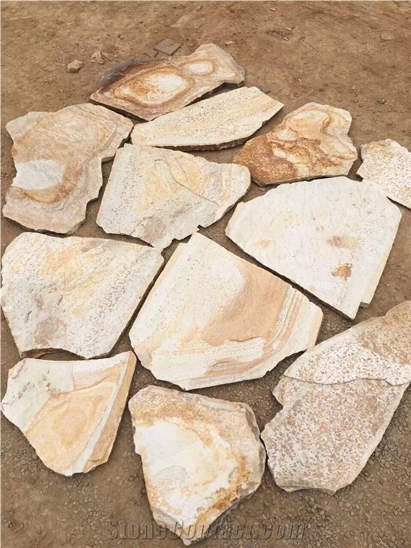 Slate Paving, Yellow Paver Stone, China Yellow Slate Paving, Yellow Floor Covering, China Yellow Slate Flagstone, Natural Slate Paving