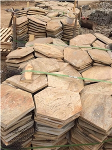 Yellow Slate Flagstone Paving, Special Cultural Stone Paving