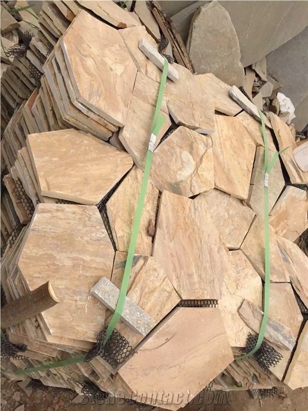 Yellow Slate Flagstone Paving, Special Cultural Stone Paving