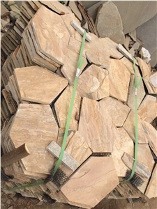 Yellow Slate Flagstone Paving, Special Cultural Stone Paving