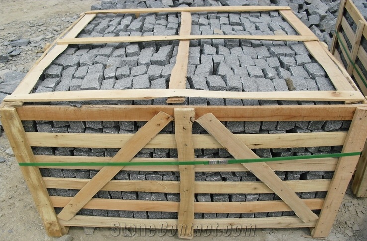 G654 Granite Cube Stone Dark Grey Natural Spilt Paving Stone