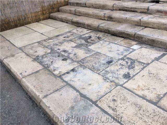 Pierre De Bourgogne Limestone Stairs & Steps, Beige Limestone Staircases