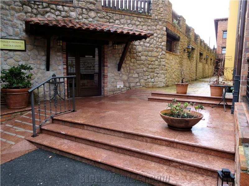 Red Marble "Al-Andalus" - Flamed Slabs & Tiles, Rojo Al Andalus Red Marble