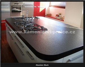 Absolute Black Granite Leather Surface Kitchen Countertop