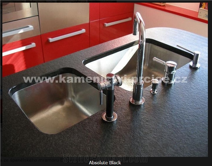 Absolute Black Granite Leather Surface Kitchen Countertop