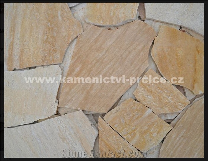 Brazilian Gold Quartzite Albino Yellow Quartzite Irregular Format Flagstone
