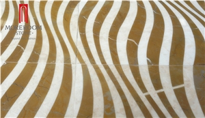 Eco-Friendly Amarillo Marble Laminate Flooring 12mm Waterproof, Marble Waterjet Medallions
