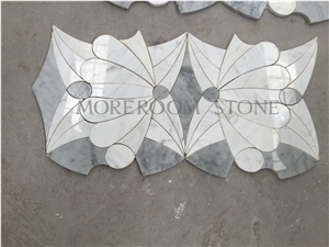 Greece Volakas White Marble Water-Jet Marble Floor Mosaic Tile Marble Pattern