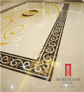 Italy Natural Stone Portoro Composite Marble Border Design for Hotel Project Flooring Decor