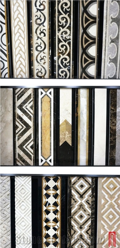 Italy Natural Stone Portoro Composite Marble Border Design for Hotel Project Flooring Decor