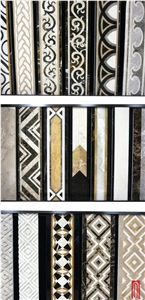Italy Natural Stone Portoro Composite Marble Border Design for Hotel Project Flooring Decor