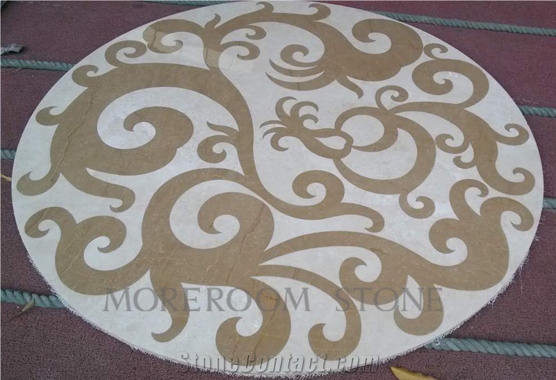 Laminated Marble Composite Marble Medallion Design Hotel Lobby Dinning Room Floor Decor