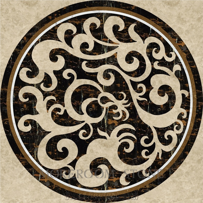 Laminated Marble Composite Marble Medallion Design Hotel Lobby Dinning Room Floor Decor