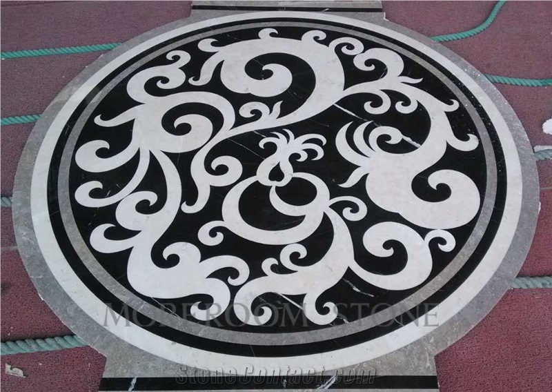 Laminated Marble Composite Marble Medallion Design Hotel Lobby Dinning Room Floor Decor