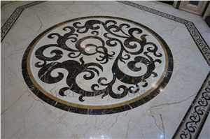 Laminated Marble Composite Marble Medallion Design Hotel Lobby Dinning Room Floor Decor