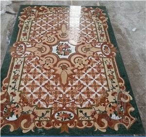 Lobby Floor Medallion, Marble Water-Jet Pattern, Hotel Lobby Customized Floor Decor