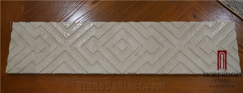 Mosaic Border;Beige Marble Artistic Border, Cream Marfil Marble Molding & Border