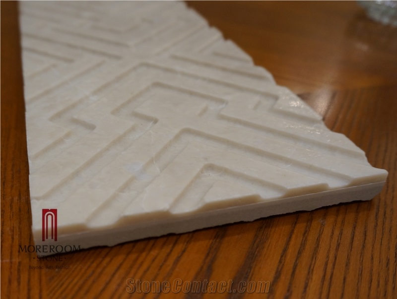 Mosaic Border;Beige Marble Artistic Border, Cream Marfil Marble Molding & Border