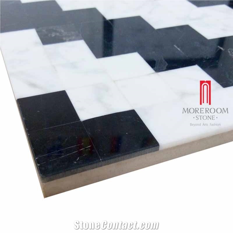 Nero Margiua and Volakas Marble Stone Tile Decorative Mosaic Laminated Marble
