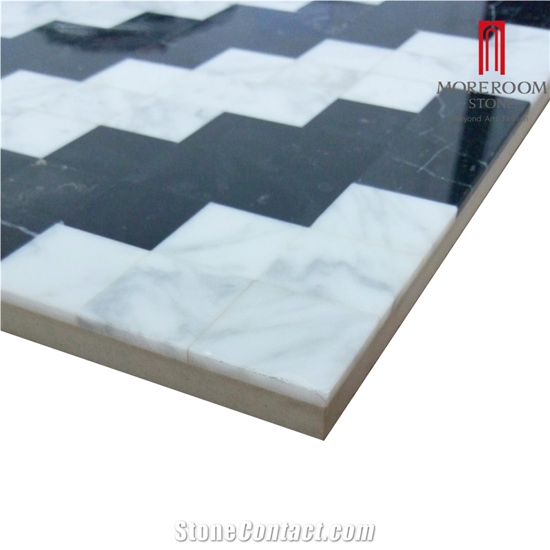 Nero Margiua and Volakas Marble Stone Tile Decorative Mosaic Laminated Marble