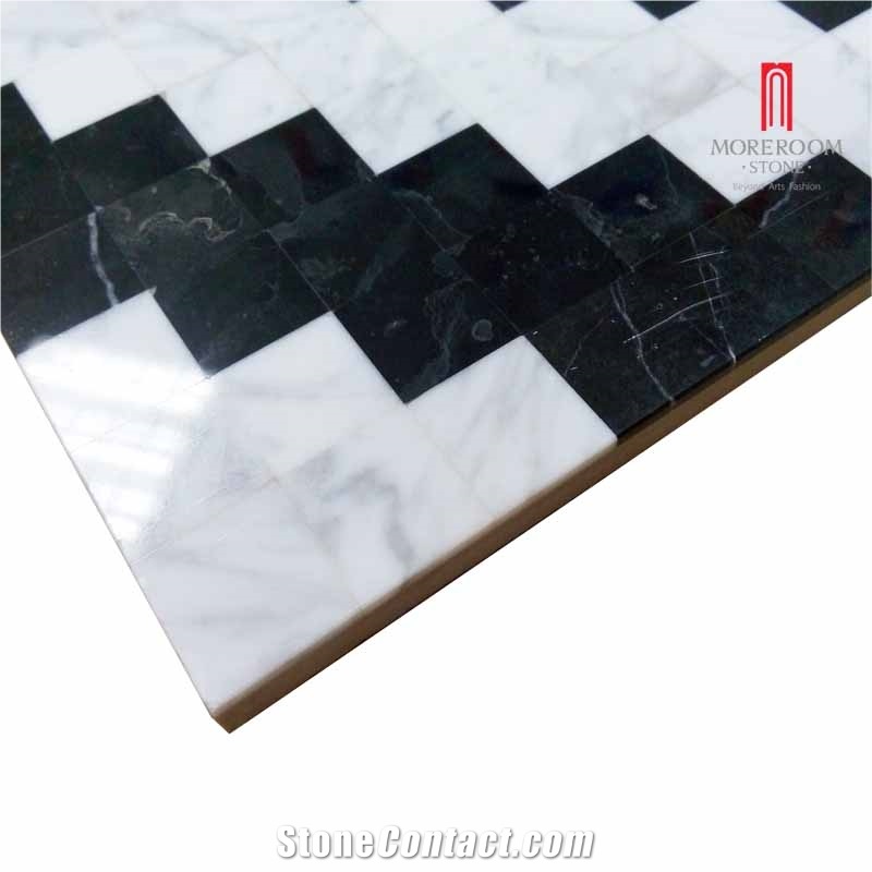 Nero Margiua and Volakas Marble Stone Tile Decorative Mosaic Laminated Marble