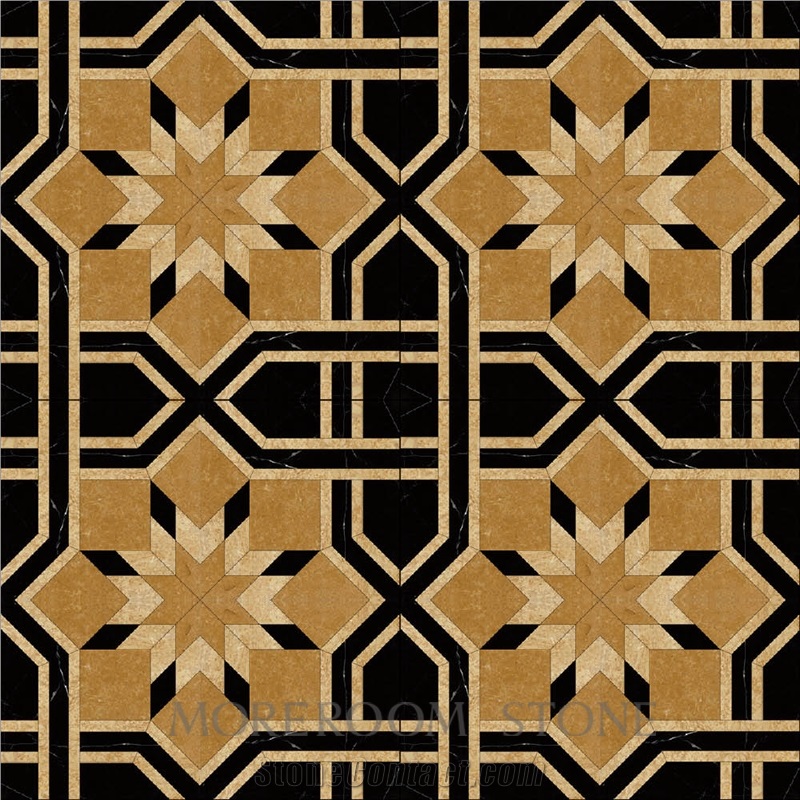 Spain Nero Marquina Mosaic Pattern Decorative Floor Tile Mosaic Floor Tile Marble Mosaic