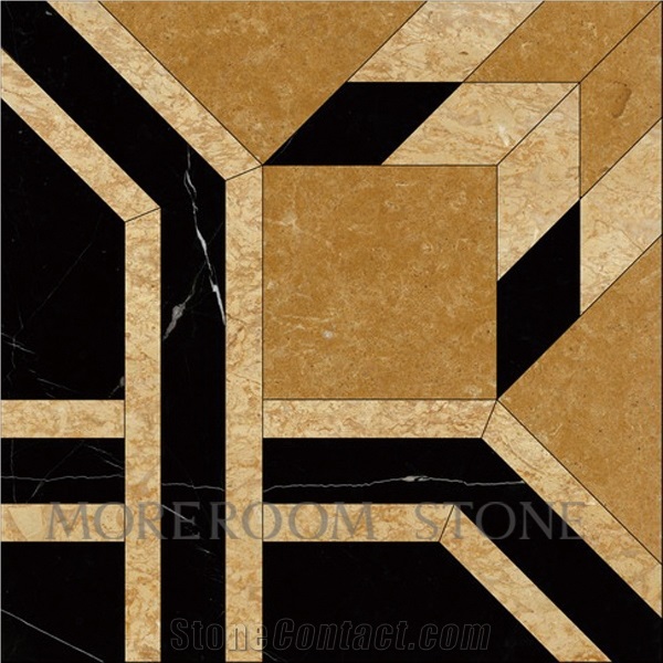 Spain Nero Marquina Mosaic Pattern Decorative Floor Tile Mosaic Floor Tile Marble Mosaic