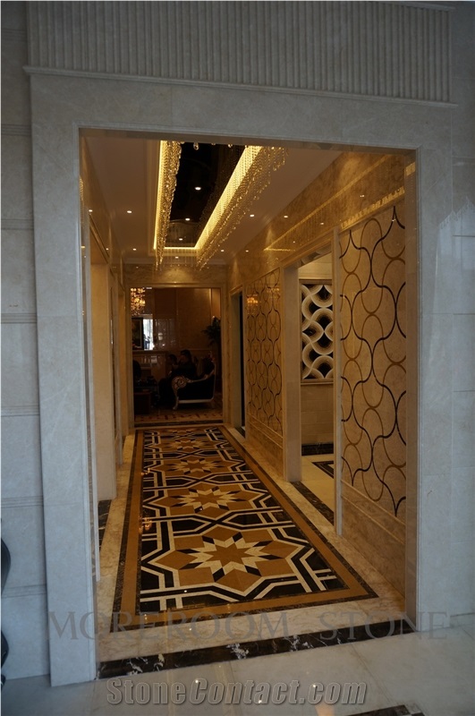 Spain Nero Marquina Mosaic Pattern Decorative Floor Tile Mosaic Floor Tile Marble Mosaic