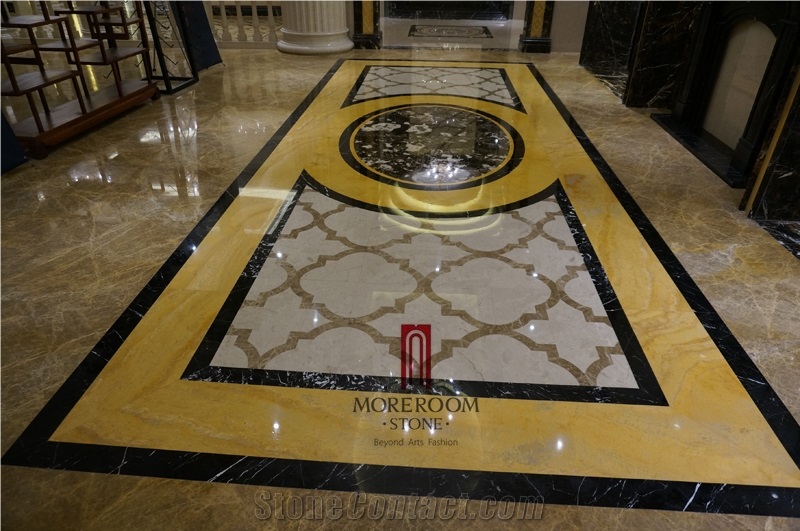 Turkey Auman Beige Marble,Composited Marble Waterjet Medallion, Floor Medallions,Thin Laminated Water-Jet Medallions