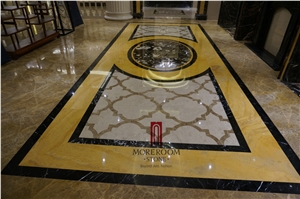 Turkey Auman Beige Marble,Composited Marble Waterjet Medallion, Floor Medallions,Thin Laminated Water-Jet Medallions