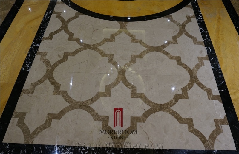 Turkey Auman Beige Marble,Composited Marble Waterjet Medallion, Floor Medallions,Thin Laminated Water-Jet Medallions