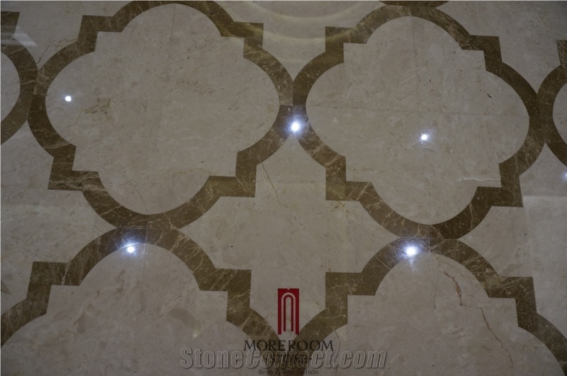 Turkey Auman Beige Marble,Composited Marble Waterjet Medallion, Floor Medallions,Thin Laminated Water-Jet Medallions