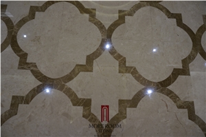 Turkey Auman Beige Marble,Composited Marble Waterjet Medallion, Floor Medallions,Thin Laminated Water-Jet Medallions