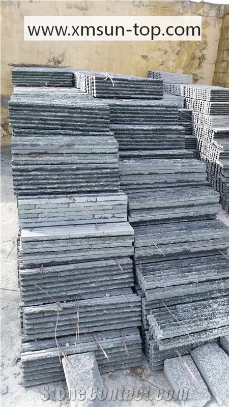 Black Quartzite Peak Shape Cultured Stone/Black Stacked Stone Peak Shape/Black Quartzite Wall Cladding Stone/ Stacked Stone Veneer/Black Peak Stone Culture Quartzite Ledge Stone Wall Cladding