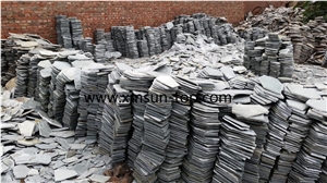 Cyan Slate Random Flagstone Net Paste/Natural Cyan Green Flagstone Flagmat/Irregular Flagstone Net for Walling/Garden Road Paving/Walkway Pavers