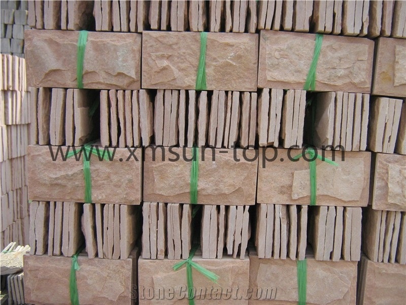 Mushroom Stone Pink Quartzite/Mushroom Stone Wall Tiles/Pink Quartzite Mushroom Stone Wall Cladding/Mushroom Stone China Pink Quartzite Nature Split Surface
