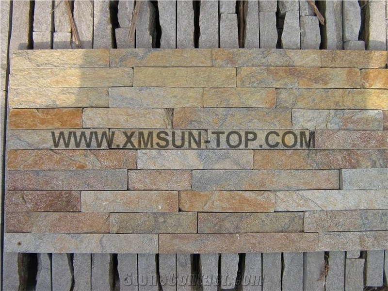 Rusty Culture Stone/ Yellow Slate/Golden Grain Slate/Rusty Slate/ Yellow Slate Cultured Stone/China Rust Slate Cultured Stone Corner/Rust Yellow Slate Corner Stone/Wall Cladding/Ledge Stone