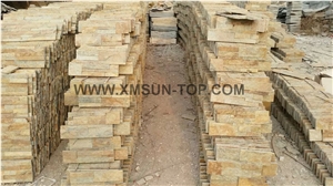 Rusty Culture Stone/ Yellow Slate/Golden Grain Slate/Rusty Slate/ Yellow Slate Cultured Stone/China Rust Slate Cultured Stone Corner/Rust Yellow Slate Corner Stone/Wall Cladding/Ledge Stone