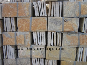Rusty Yellow Mushroomed Stone/ Mushroom Wall Tiles/ Gold Slate Mushroomed Cladding /Sunset Gold Yellow Slate/Wall Covering & Cladding