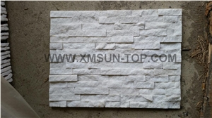 Snow White Quartzite Cultured Stone Veneer/ Wall Cladding/ Ledge Stacked Stone Veneer/Thin Ledge Stone Veneer/Ledgestone/Panel/Stack Stone/Decorative/ Shinning/ Interlocked