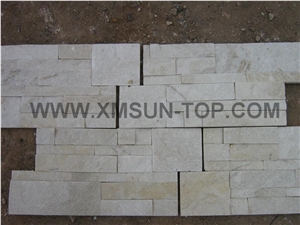 Snow White Quartzite Cultured Stone Veneer/ Wall Cladding/ Ledge Stacked Stone Veneer/Thin Ledge Stone Veneer/Ledgestone/Panel/Stack Stone/Decorative/ Shinning/ Interlocked