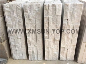 Snow White Quartzite Cultured Stone Veneer/ Wall Cladding/ Ledge Stacked Stone Veneer/Thin Ledge Stone Veneer/Ledgestone/Panel/Stack Stone/Decorative/ Shinning/ Interlocked
