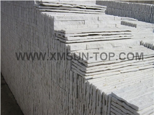 Snow White Quartzite Cultured Stone Veneer/ Wall Cladding/ Ledge Stacked Stone Veneer/Thin Ledge Stone Veneer/Ledgestone/Panel/Stack Stone/Decorative/ Shinning/ Interlocked